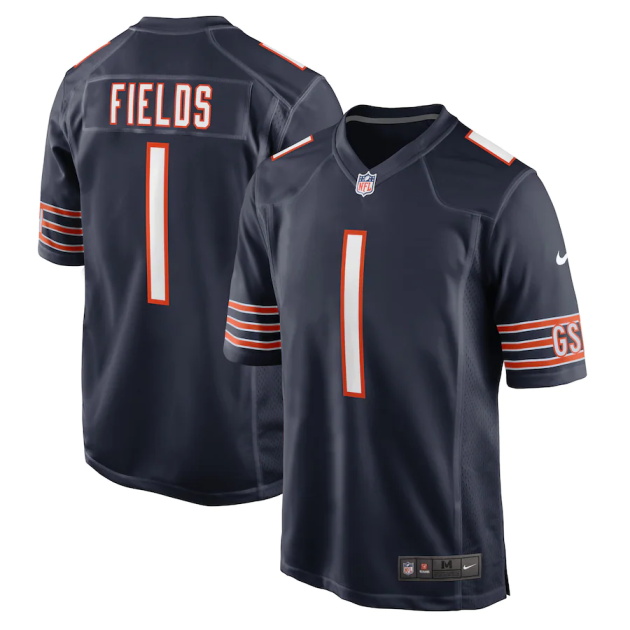 mens nike justin fields navy chicago bears player game jersey